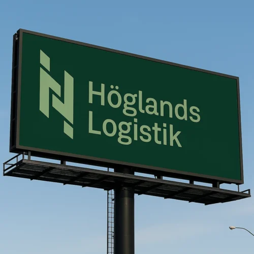 Höglands Logistik skylt med logga